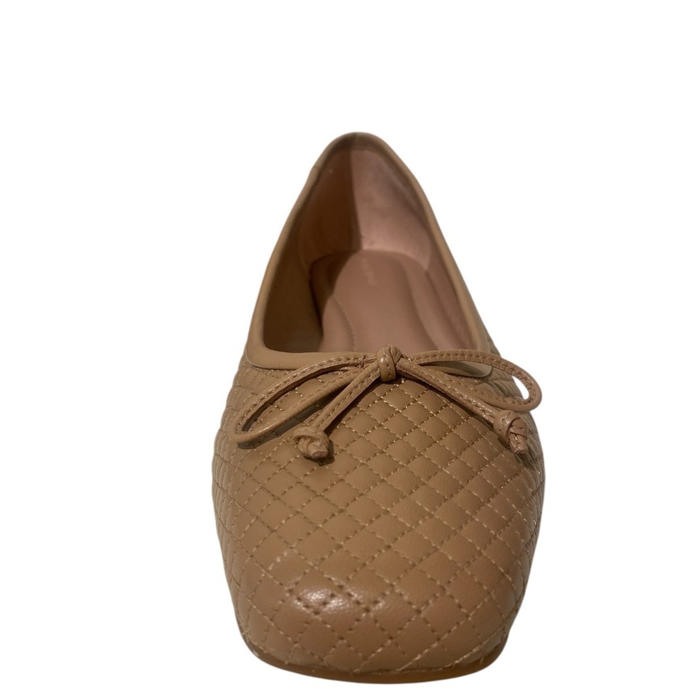 Nordstrom Womenβs Quilted Tan Ashton Leather Ballet Flat Bow New size 11